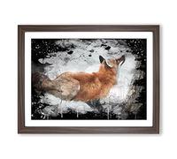 Robert Bateman Fox Modern CB Framed Print | A2 Walnut Framed Wall Art | Ready to Hang | Modern Animal Picture | Living Room Bedroom Lounge Office
