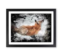 Robert Bateman Fox Modern CB Framed Print | A3 Black Framed Wall Art | Ready to Hang | Modern Animal Picture | Living Room Bedroom Lounge Office