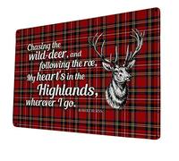 Robert Burns Poem Sign - “My Heart’s in the Highlands” | Scottish Tartan A4 Retro Metal Sign | Burns Night Decor