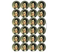 Robert Burns Portrait Circular Matt Paper Stickers A4 Sheet of 24 (Each Sticker is 45mm Diameter)
