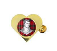 Robert Burns “Rabbie” Gold Love Heart Lapel Pin Badge