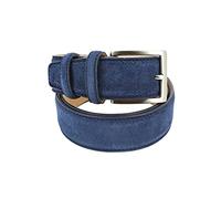 Robert Charles Leather belt Suede Blue 35mm stitched edges - blue