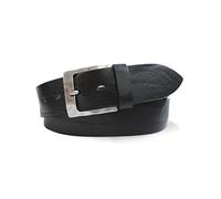 Robert Charles Premium 100% genuine burnished Leather Mens belt - 35mm leather width - 100% genuine leather, unlined with Solid Brass buckle - Made in Italy. (black, medium)