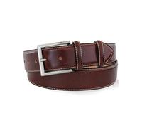Robert Charles Premium genuine hand brushed Leather Mens belt - 40mm leather width - 100% genuine leather, lined nubuck leather, Solid Brass buckle - Made in Italy. (Brown, large)