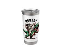 Robert Dabbing Astronaut on a Dinosaur Cartoon Stainless Steel Insulated Tumbler