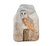 Robert E Fuller Velvet Barn Owl Hot Water Bottle with Cover, Hand-Stitched in UK, Machine Washable, 24cm x 36cm
