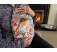 Robert E Fuller Velvet Robin Hot Water Bottle with Cover, Hand-Stitched in UK, Machine Washable, 24cm x 36cm
