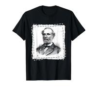Robert E Lee Civil War Confederate General Portrait Art Value Graphic T-Shirt, Men, Black, S