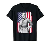 Robert E Lee Civil War Confederate General Portrait Art Value Graphic T-Shirt, Men, Black, XL