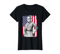 Robert E Lee Civil War Confederate General Portrait Art Value Graphic T-Shirt, Women, Black, M