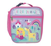 Robert Frederick Children’s Magical Creatures Lunch Bag - Insulated Lunchbox with Mesh Side Pocket & Carry Handle - Fun Unicorn, Fairies & Rainbow Design