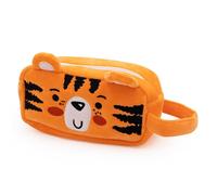 Robert Frederick Plush Jungle Animal Pencil Case with Fidget Poppers - Soft Zippered Kids’ Pencil Pouch with Sensory Popper Panel