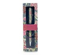 Robert Frederick William Morris Cray Ballpoint Pen in Gift Box - Twist Nib Black Ink - Elegant Writing Pen with Classic Floral Design