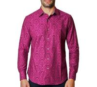 Robert Graham Men's Bayview Long Sleeve Woven Button Down Shirt, Berry, Large