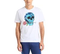 Robert Graham Mens Tie Dye Skull Short Sleeve Graphic Tshirt, White, 3XL