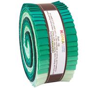 Robert Kaufman 2-1/2" Strips Kona Cotton Lush Lagoon 40 Piece, Multicolored