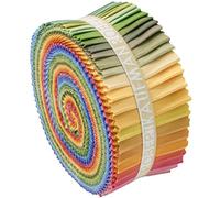 Robert Kaufman 41 Piece Fabric Jelly Roll Patchwork Quilting Bundle - Dusty Pastel Palette - Lilac Blue Green Brown Orange - 6.4 X 110 cm (2.5" x 44") Quilting Pieces Strips - Plains
