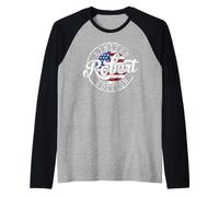 Robert Limited Edition USA Flag Stamp Personalized Name Raglan Baseball Tee