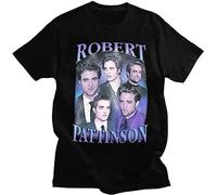 Robert Pattinson T Shirt Men Short Sleeve Vintage Rob Edward Cullen T-Shirt Summer Tee Tops Cotton Oversized Tshirt Size XL Black