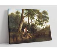 Robert S Duncanson Man Fishing Canvas Wall Art Picture Print - 36 inch wide x 24 inch high (Frame Depth 30mm)