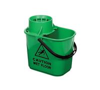 2Work Plastic Mop Bucket with Wringer 15 Litre Green CNT00066