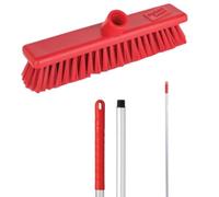 Robert Scott Soft Washable Broom Head 30cm and 125cm Hygiene Handle for Indoor and Outdoor Sweeping (Red)