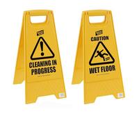 Robert Scott Wet Floor Caution Sign, A-Frame Double Sided Safety Warning, Yellow, 100% Recycled Plastic, Folding