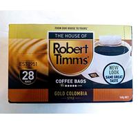 Robert Timms Single Use Coffee Bags, Gold Colombia Style, 28 Count, Strong Roast, Eco Friendly