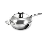 Robert Welch 316 Series Stainless-Steel Wok with Lid, 22cm, Uncoated