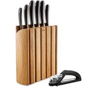 Robert Welch 7-Piece Signature Book Oak Knife Block Set. Space-Saving Award-Winning Design. Includes 6 German Steel Full-Tang Kitchen Knives.