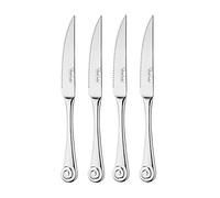 Robert Welch Ammonite Bright Cutlery Steak Knife, Set of 4. Made from Stainless Steel. Dishwasher Safe.