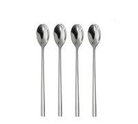 Robert Welch Blockley Bright Long Handled Spoon, Set of 4. Suitable for Latte, jam and ice Cream. Made from Stainless Steel. Dishwasher Safe.