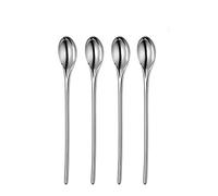 Robert Welch Bud Bright Long Handled Latte Spoon, Set of 4. Made from Stainless Steel. Dishwasher Safe.