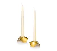 Robert Welch Drift Dawn Candle Holder Set of 2 - Stainless Steel with Gold PVD Finish, Modern Sculptural Table Candlesticks