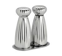 Robert Welch Palm Bright salt and pepper mill set Small-stainless steel, with tray
