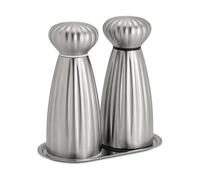 Robert Welch Palm Satin salt and pepper mill set Small-stainless steel, with tray