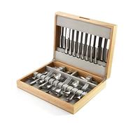 Robert Welch Radford Bright, 60 Piece Cutlery Canteen Set for 8 People. Made from Stainless Steel. Dishwasher Safe.