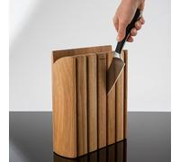 Robert Welch Signature Book Oak Knife Block Set. Multi Award Winning Design - Vegetable/Paring 10cm, Santoku 11cm, Kitchen 14cm, Cook’s 18cm, Bread 22cm, Carving 23cm, Book Oak Block. Saving £128.00.