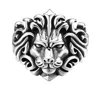 RobertDTesta 925 Sterling Silver Men's Lion Head Open Ring,Vintage Thai Silver Forest King Lion Statement Ring,Silver,8