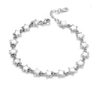 RobertDTesta S925 Sterling Silver Fashion Star Bracelet, Women's Simple Personalized Star Bracelet,Silver,17cm