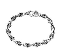 RobertDTesta S925 Sterling Silver Gothic Skull Bracelet, Europe And The United States Men And Women Skull Vintage Bracelet,Silver,20cm