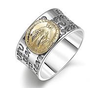 RobertDTesta S925 Sterling Silver Men's Virgin Mary Bible Ring, Gothic Vintage Bible Virgin Mary Ring,Silver,13