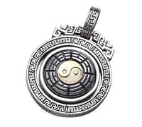 RobertDTesta S925 Sterling Silver Taoist Turnable Necklace Pendant, Men's And Women's Vintage Turnable Taoist Pendant,Silver,Pendant + Chain 55cm