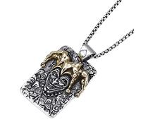 RobertDTesta Skull Joker Pendant for Men, Gothic Vintage Joker S925 Sterling Silver Pendant Necklace,Silver,Single pendant
