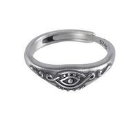 RobertDTesta Women's S925 Sterling Silver Eye of Horus Ring, Adjustable Vintage God's Eye Ring,Silver,8