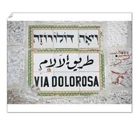 robertharding 10x8 Print of Via Dolorosa street sign in three languages, Old City, Jerusalem, Israel (3637423)