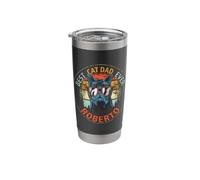 Roberto Best Cat Dad Ever Funny Custom Personalized Name Stainless Steel Insulated Tumbler