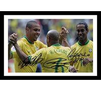 Roberto Carlos & Ronaldinho & Ronaldo - Brazil Autograph Signed & Framed Photo Display