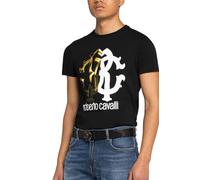 Roberto Cavalli Firenze Logo Print Luxury Crew Neck T - Shirt Retro Shirt Top