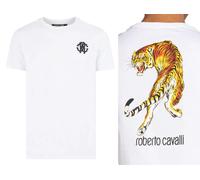 Roberto Cavalli Firenze Tiger Logo Print Luxury Crew Neck T-Shirt Shirt Top XL